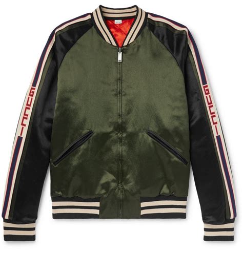 gucci satin bomber jacket|Gucci bomber jacket men's.